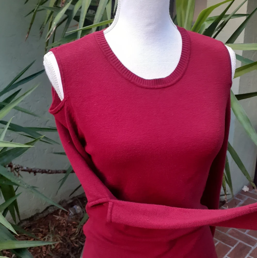 Red Cold Shoulder Sweater